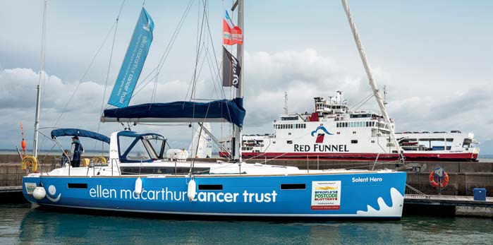 An image of an EllenMacarthur Cancer Trust Sailing Yacht