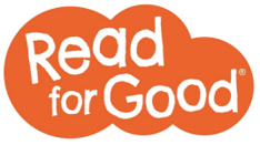 An image of the Read for Good logo featuring the words Read for Good in white writing on an orange cloud background.